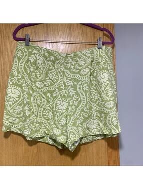 Industry Republic Green / White Magnified Paisley Linen Blend Shorts - Size XL